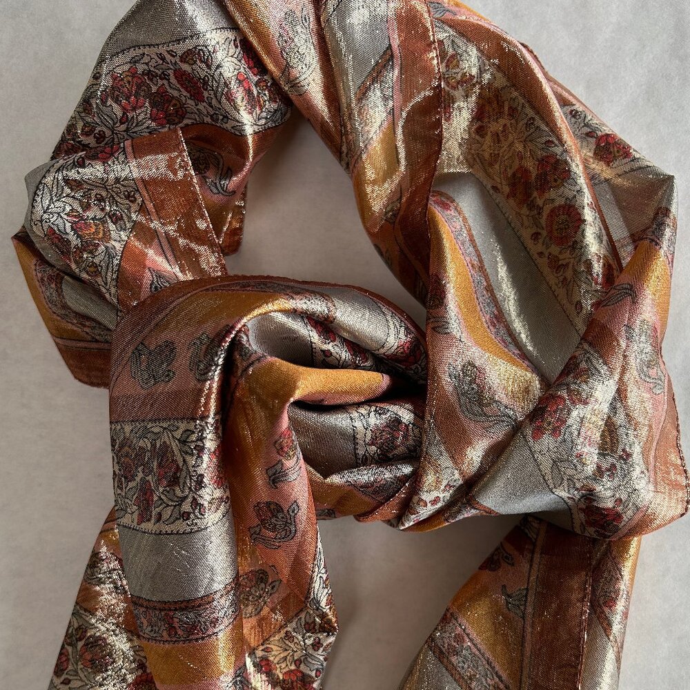 OSCAR DE LA RENTA Vintage Gold Lame Oblong Scarf Glittery Pretty